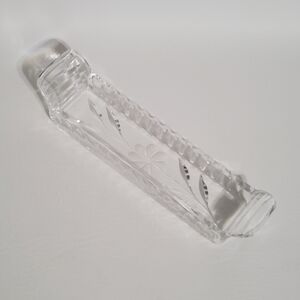 Crystal Sugar Cube Server Dish Flower Daisy Floral Clear